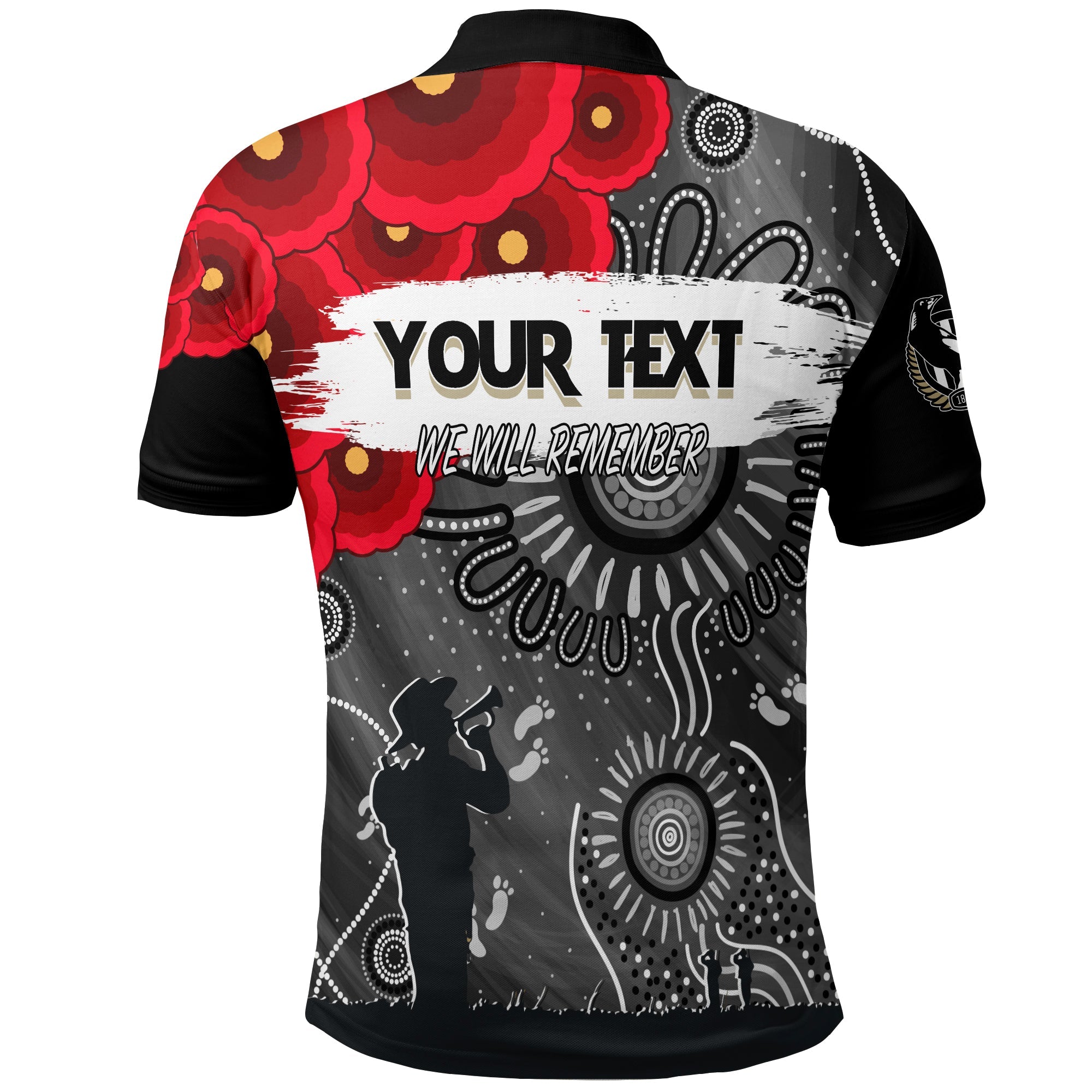 custom-personalised-collingwood-magpies-indigenous-anzac-day-polo-shirt-we-will-remember