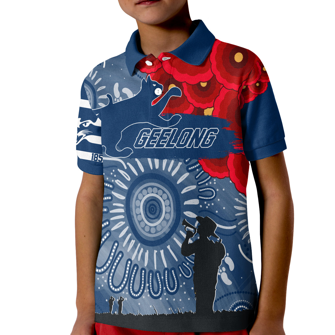 custom-personalised-geelong-cats-indigenous-anzac-day-kid-polo-shirt-we-will-remember