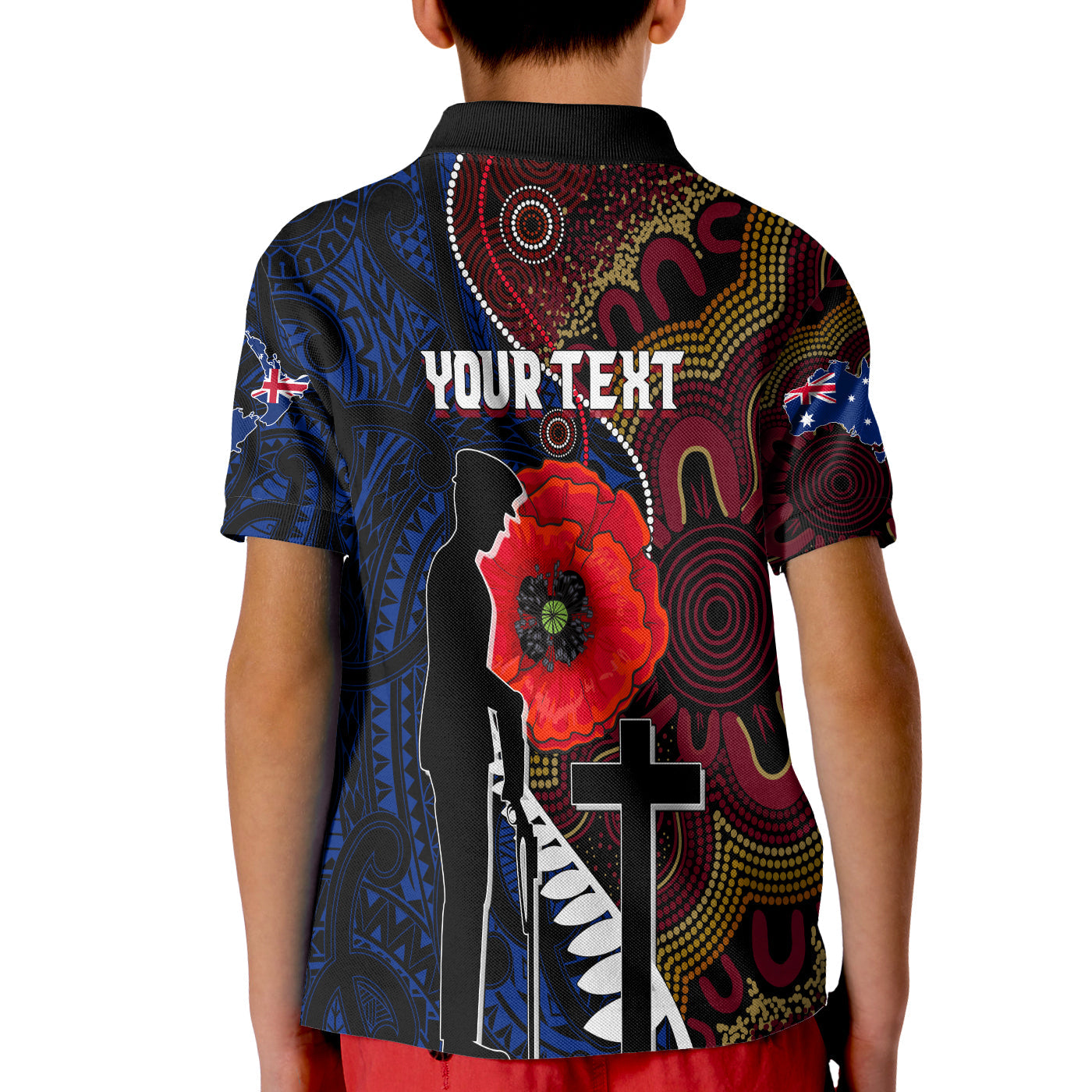 custom-personalised-aboriginal-mix-maori-anzac-day-kid-polo-shirt-lest-we-forget