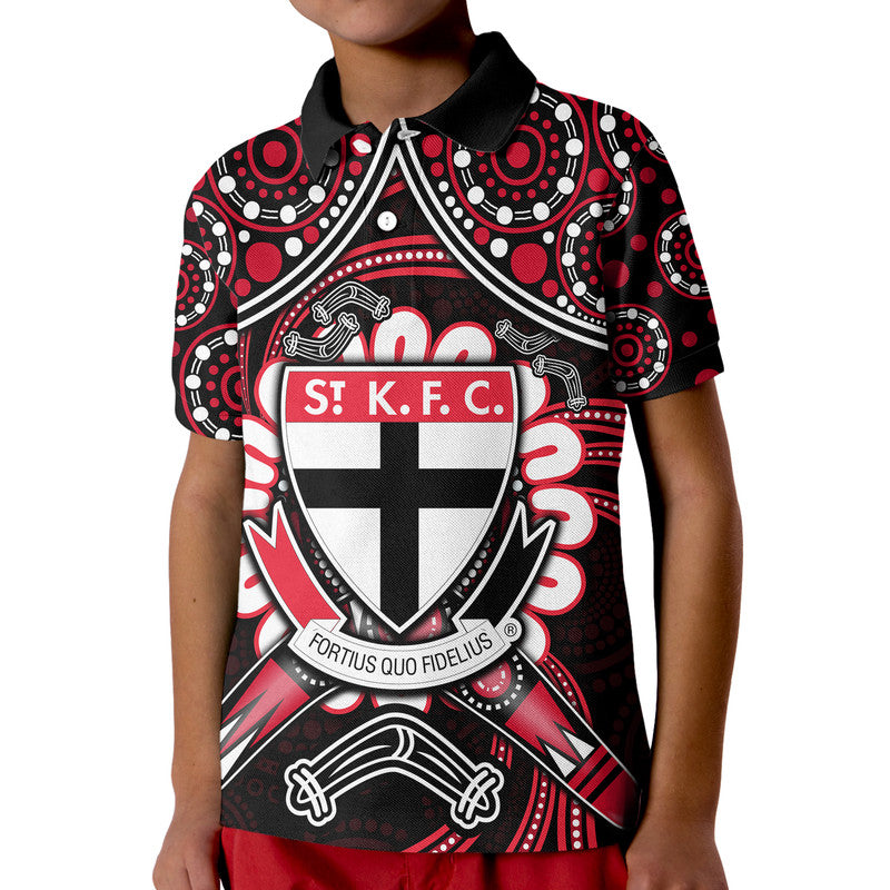 custom-personalised-st-kilda-saints-polo-shirt-boomerang-indigenous-dots