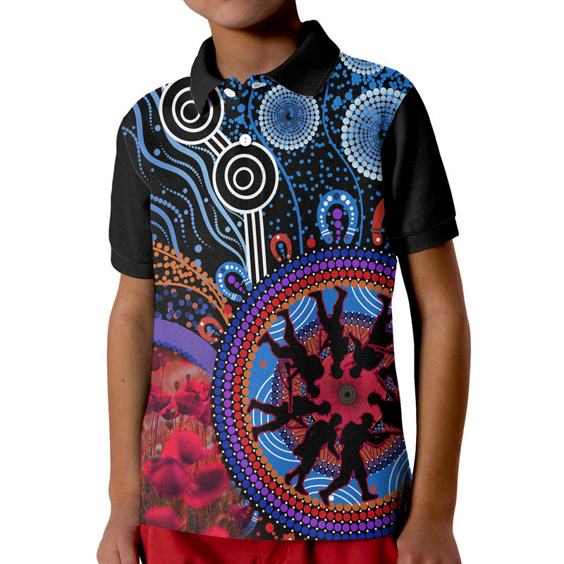 australia-anzac-day-polo-shirt-aboriginal-military-and-poppy-flowers-style