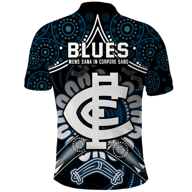 blues-football-polo-shirt-boomerang-indigenous-dots