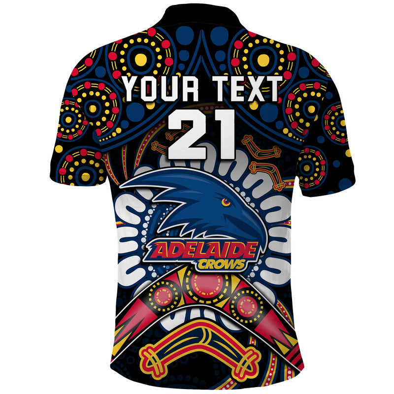 custom-personalised-adelaide-crows-football-polo-shirt-boomerang-indigenous-dots