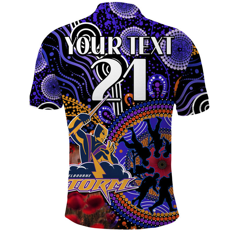 custom-personalised-storm-rugby-anzac-polo-shirt-aboriginal-military-and-poppy-flowers