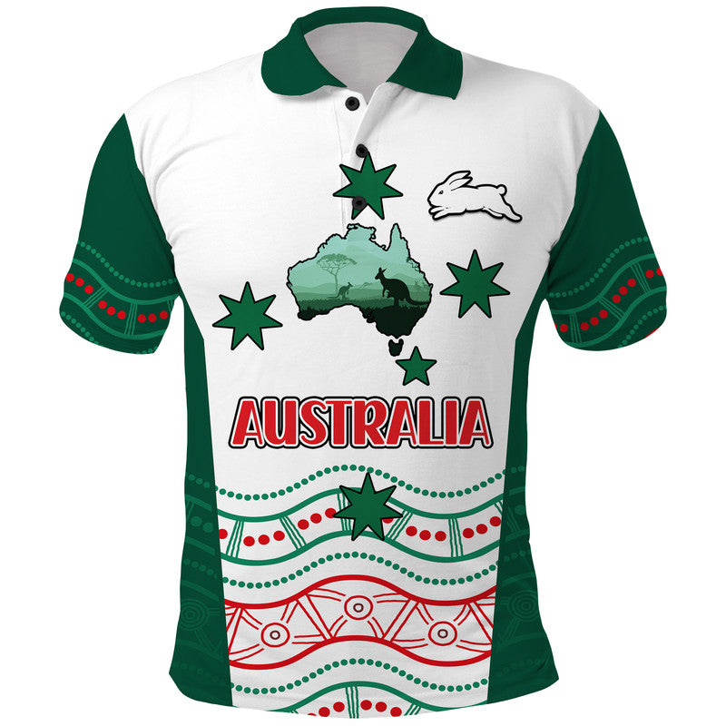 custom-personalised-rabbitohs-australia-day-polo-shirt-flag-map-and-aboriginal-wave