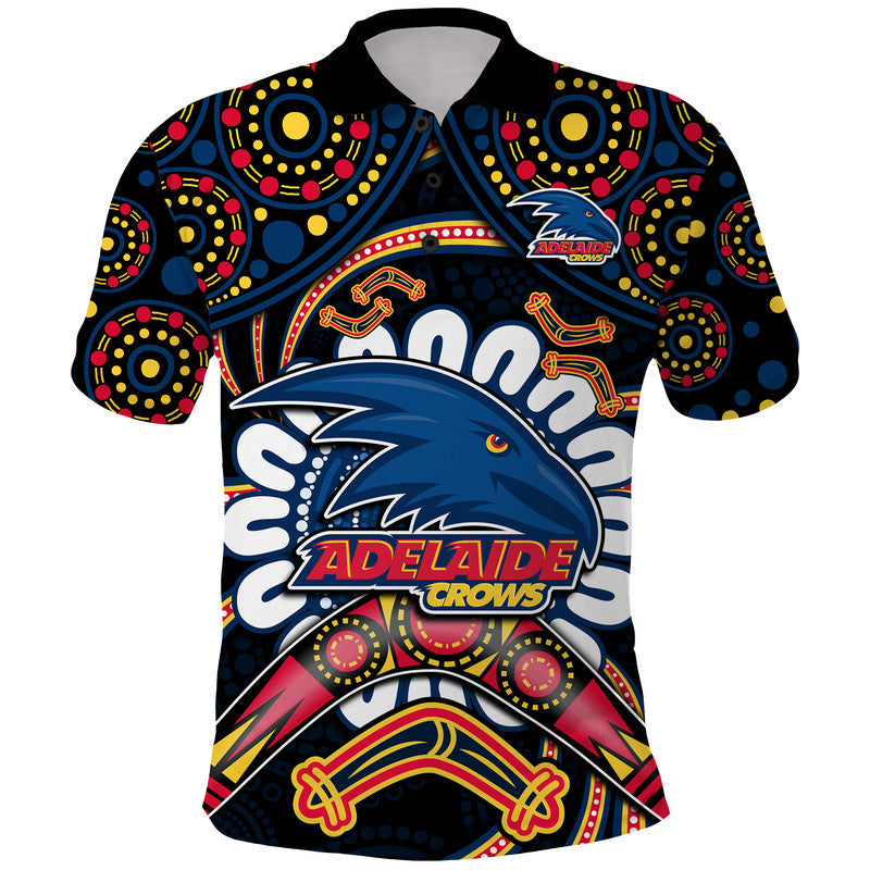 custom-personalised-adelaide-crows-football-polo-shirt-boomerang-indigenous-dots