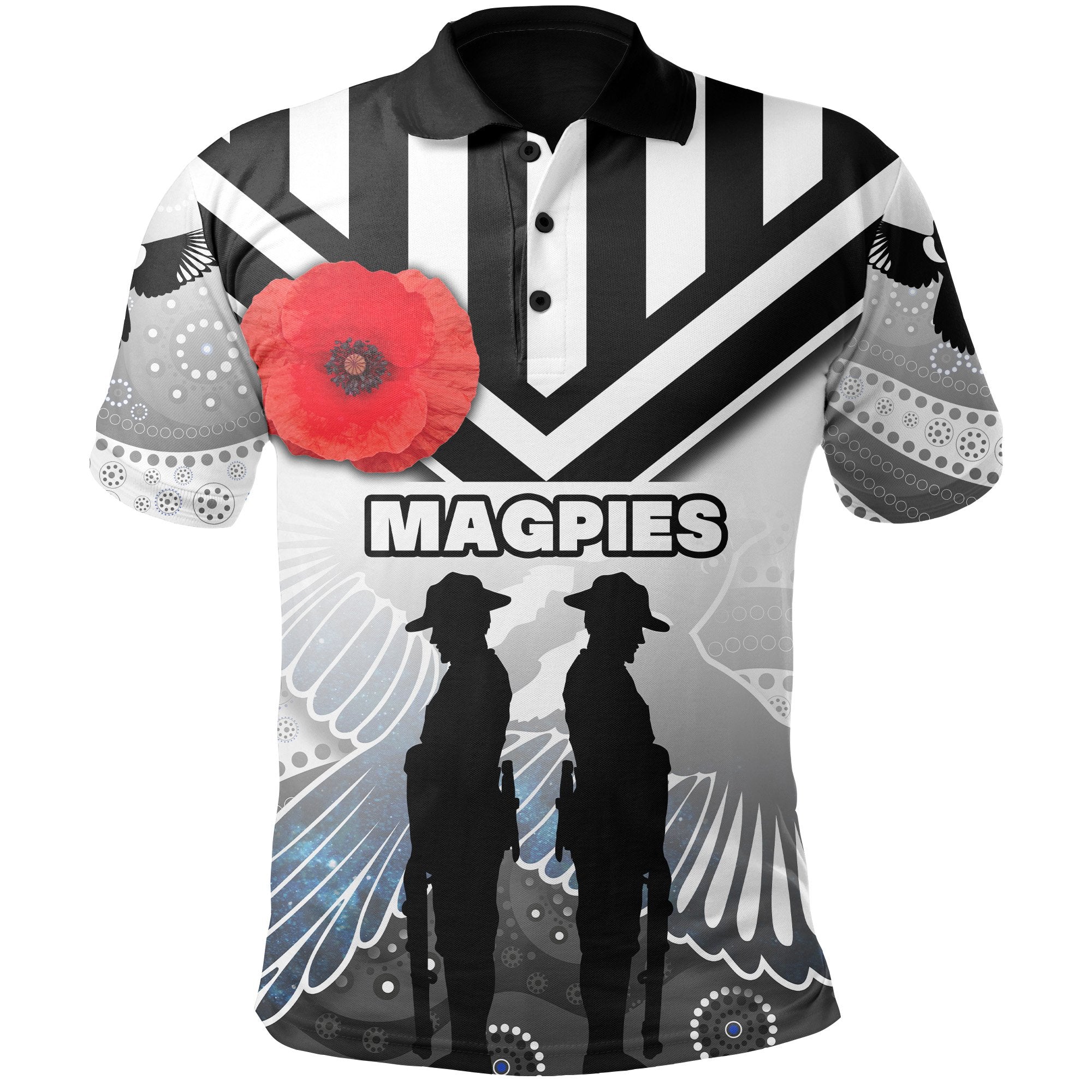 custom-personalised-magpies-polo-shirt-collingwood-anzac-day-special-version