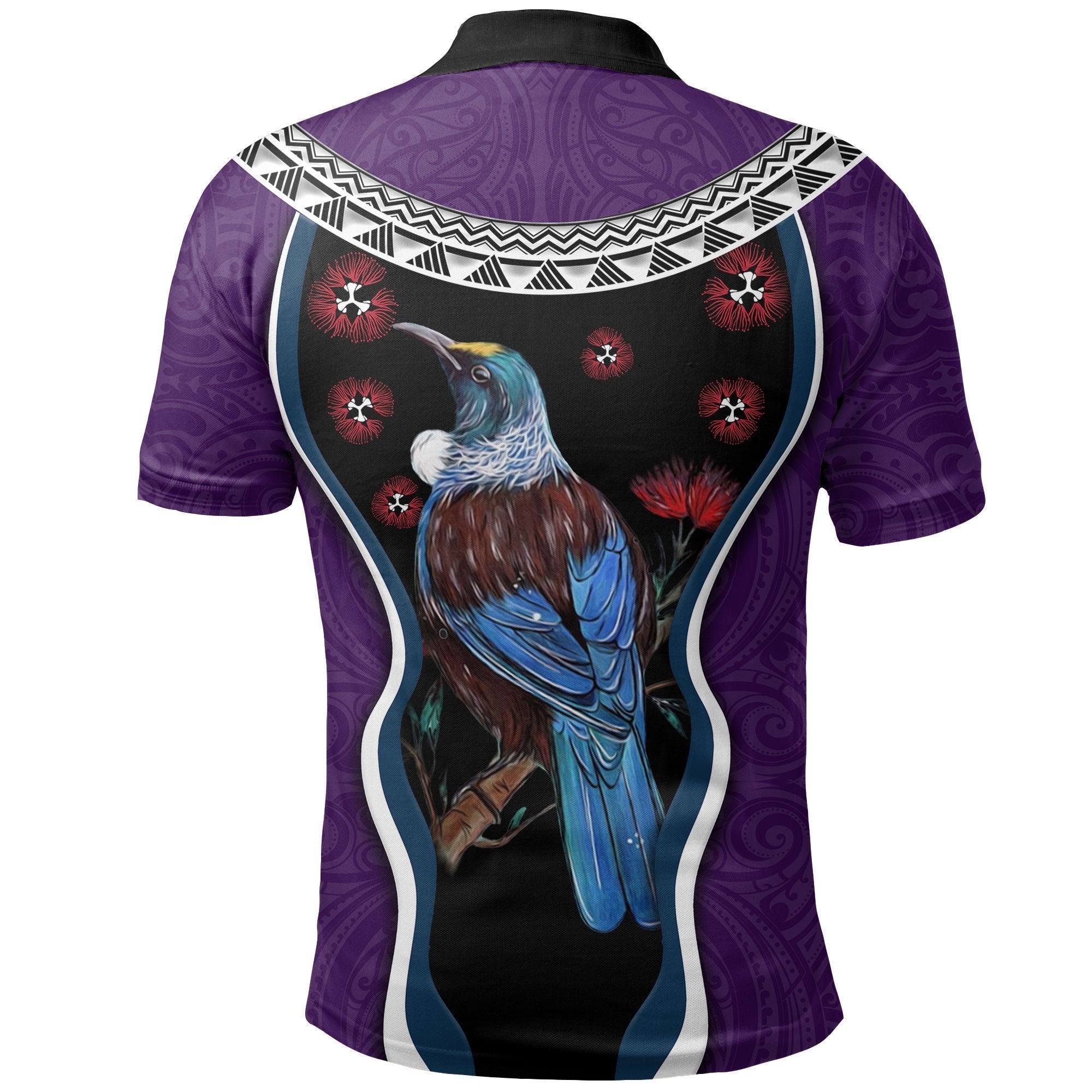 new-zealand-tui-bird-polo-shirt-pohutukawa-purple