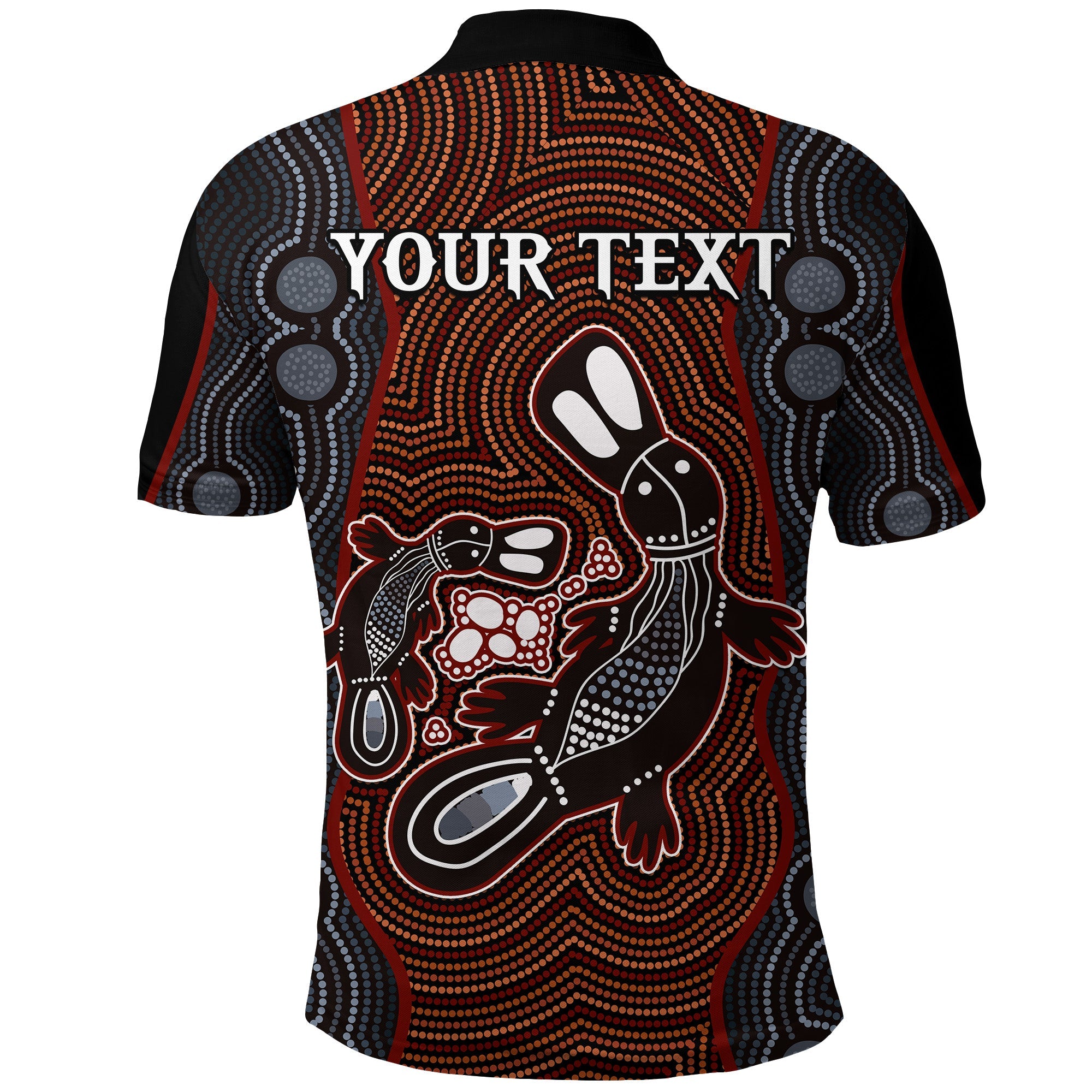 custom-personalised-aboriginal-dot-polo-shirt-platypus-victory