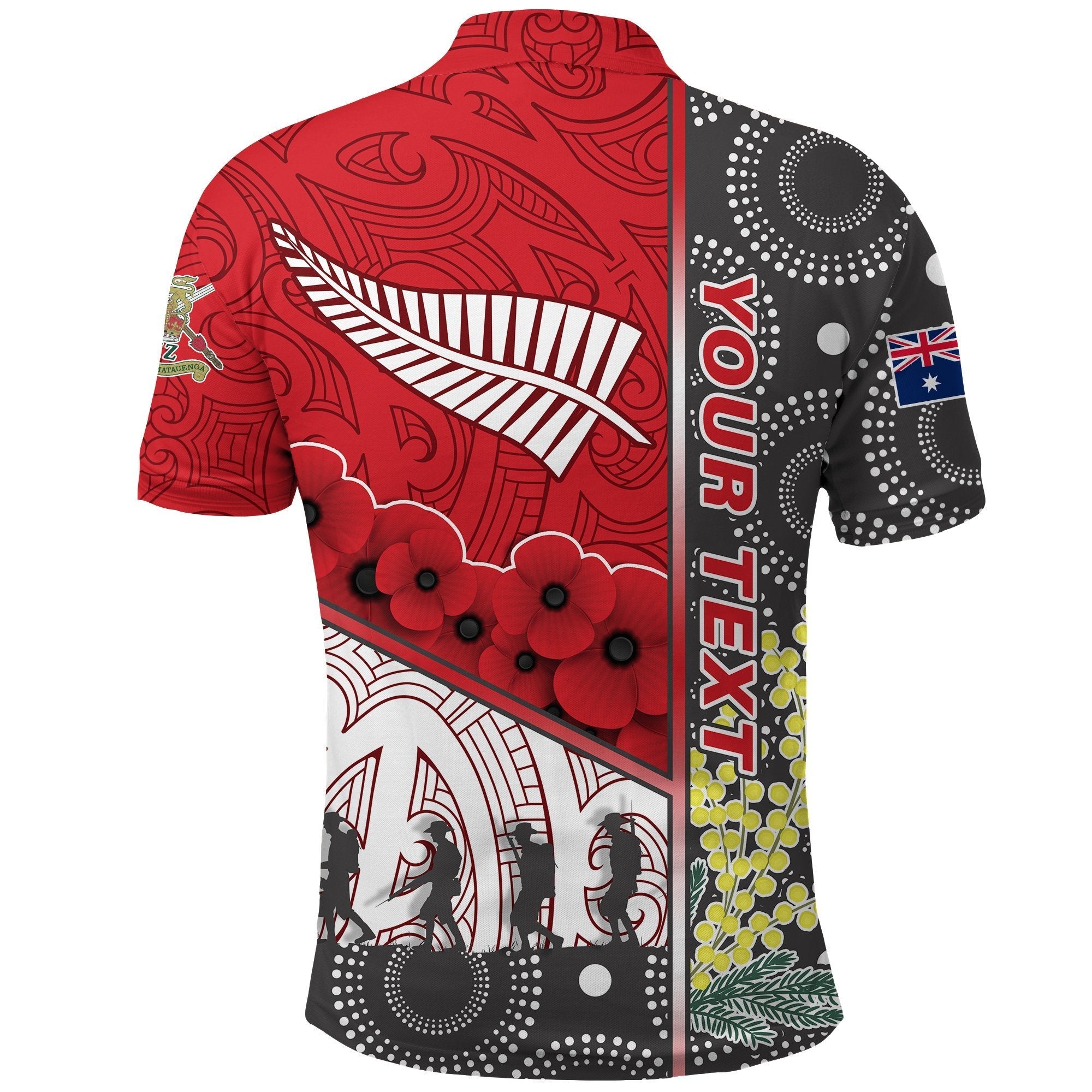 custom-personalised-anzac-day-lest-we-forget-polo-shirt-australia-indigenous-and-new-zealand-maori-red