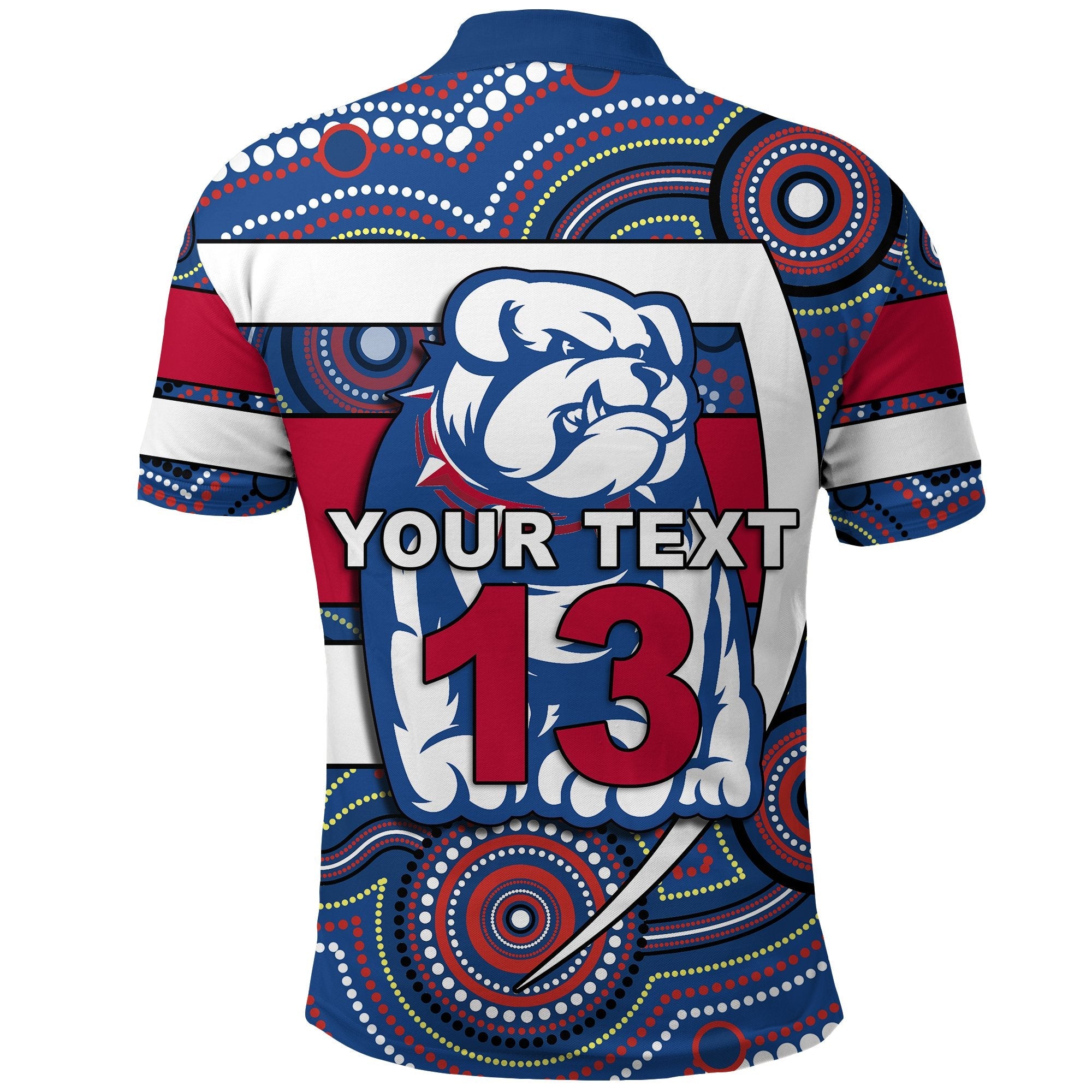 custom-personalised-western-football-bulldogs-polo-shirt-redamancy-indigenous-australian-custom-text-and-number