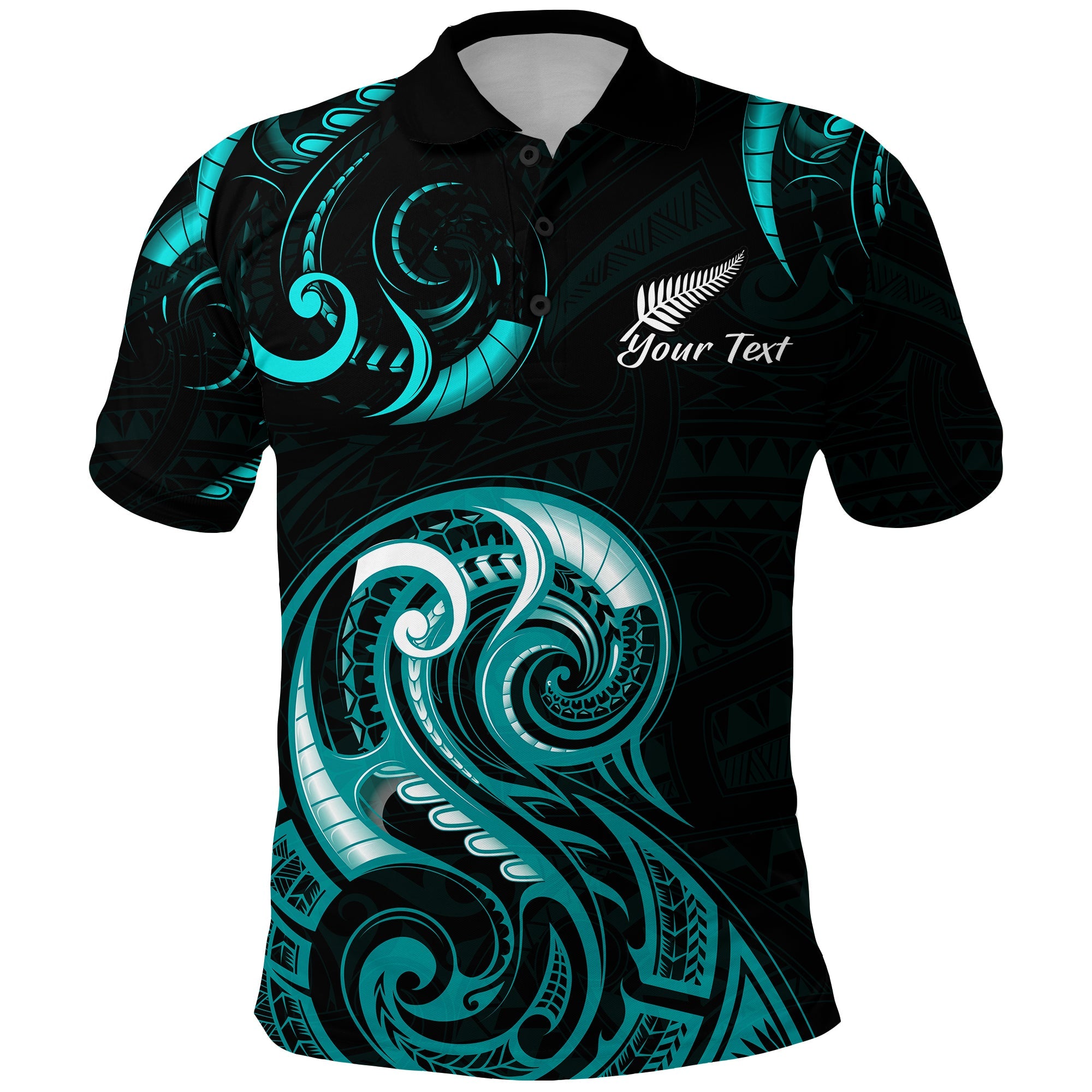 custom-personalised-aotearoa-fern-polo-shirt-maori-pattern-version-turquoise