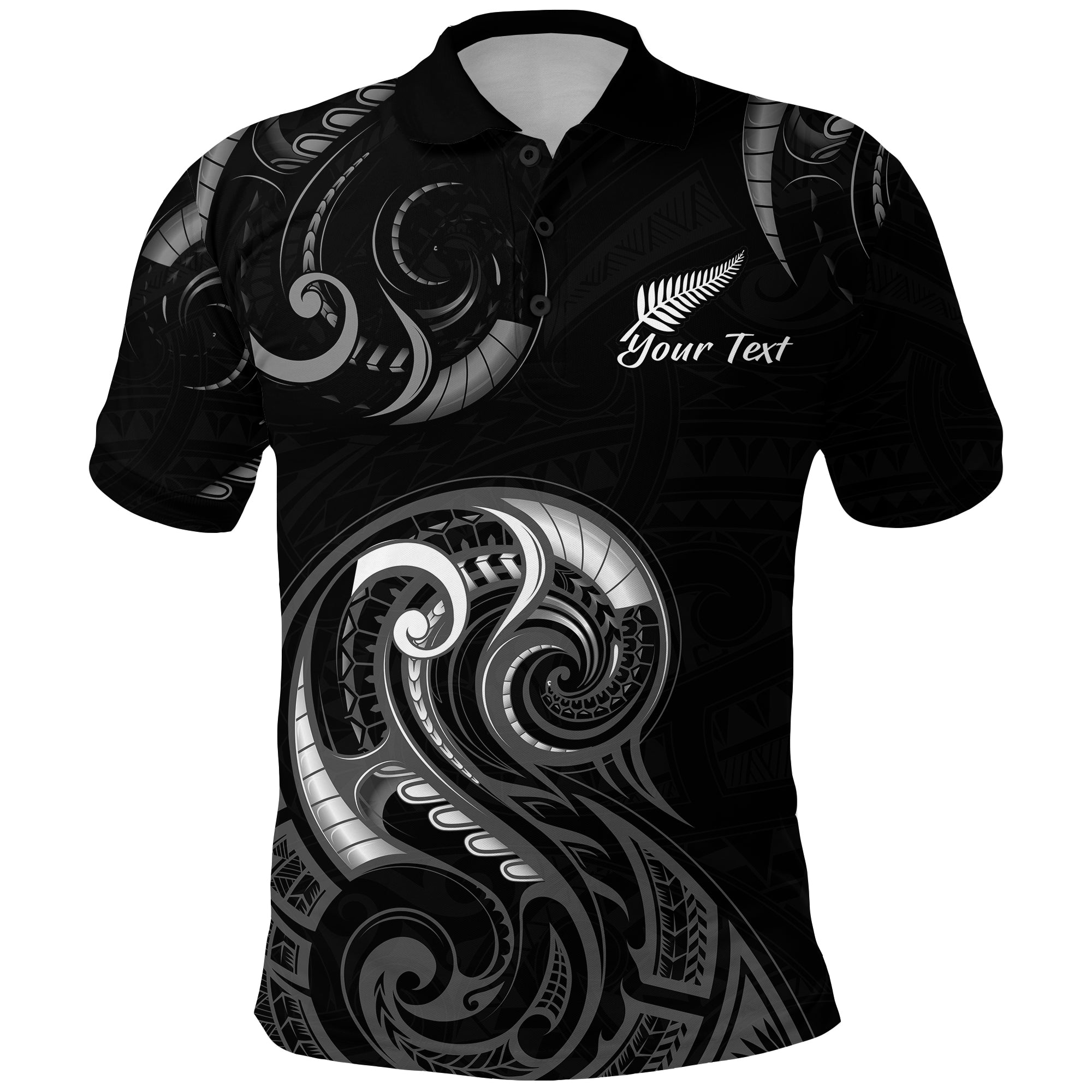 custom-personalised-aotearoa-fern-polo-shirt-maori-pattern-version-black