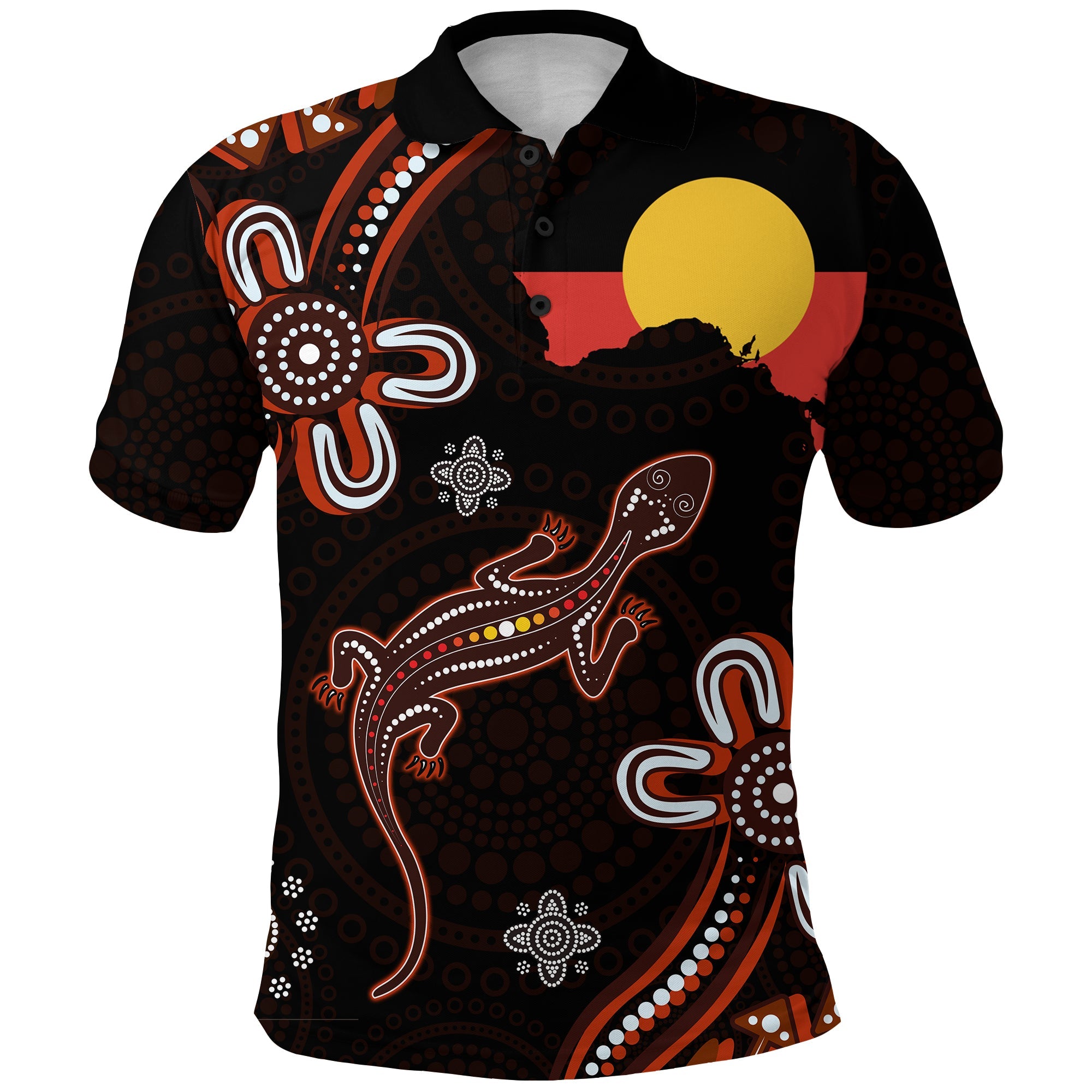 aboriginal-dot-polo-shirt-lizard-and-aboriginal-flag