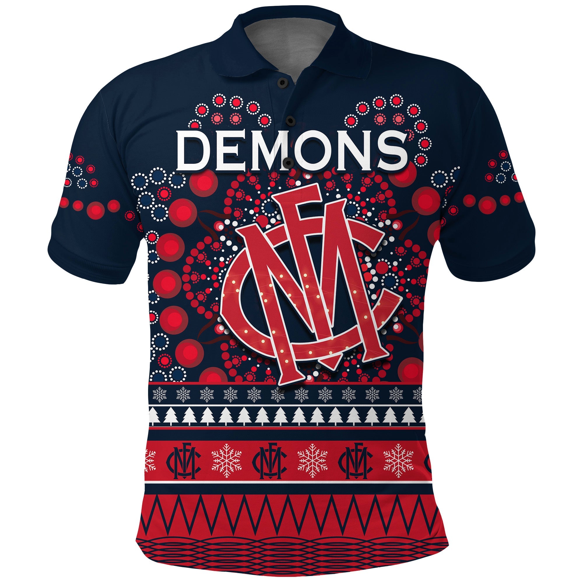 custom-personalised-demons-merry-christmas-polo-shirt-melbourne-football-indigenous