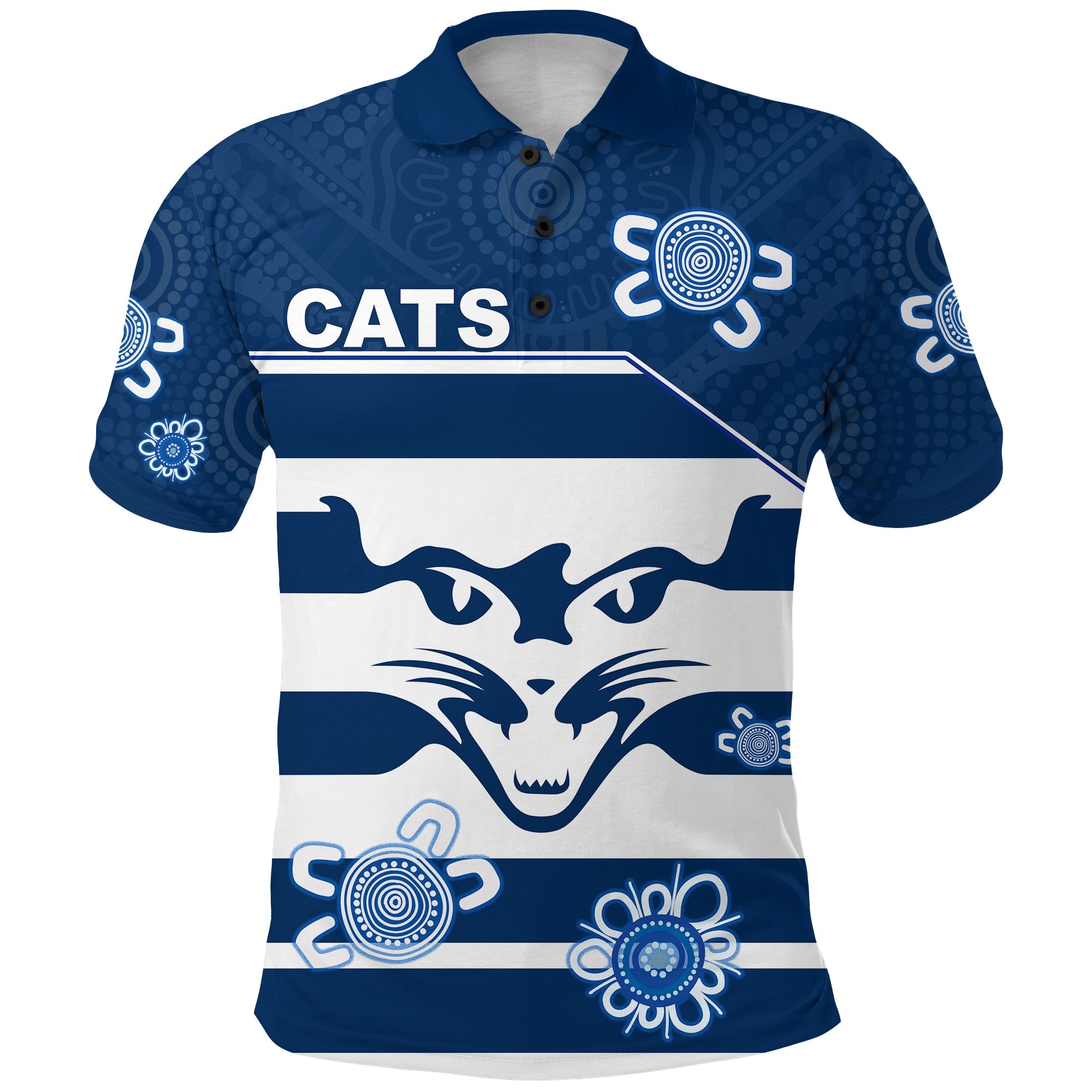 custom-personalised-cats-football-polo-shirt-geelong-indigenous