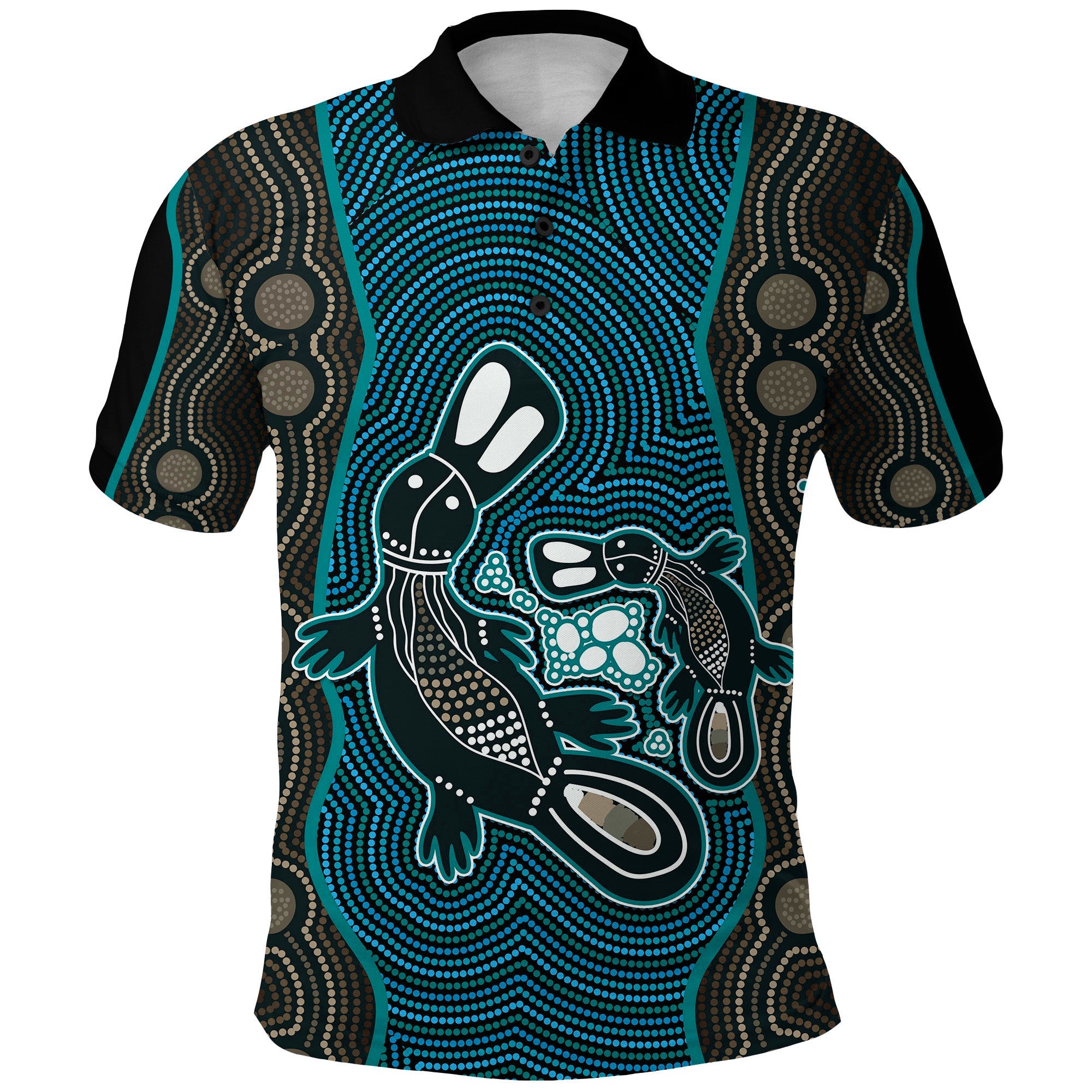 custom-personalised-aboriginal-dot-polo-shirt-platypus-victory-version-blue