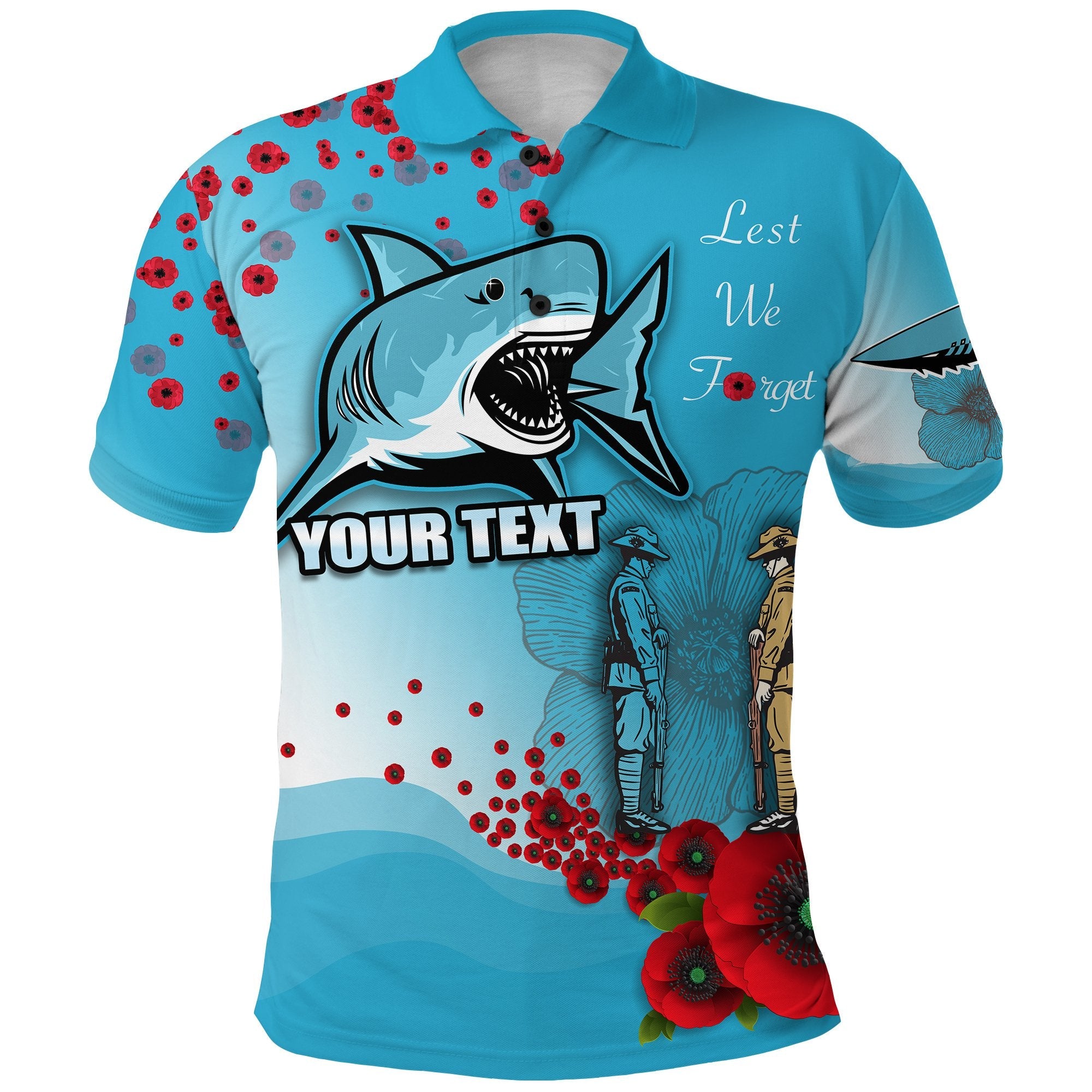 custom-personalised-anzac-sharks-polo-shirt-cronulla-lest-we-forget