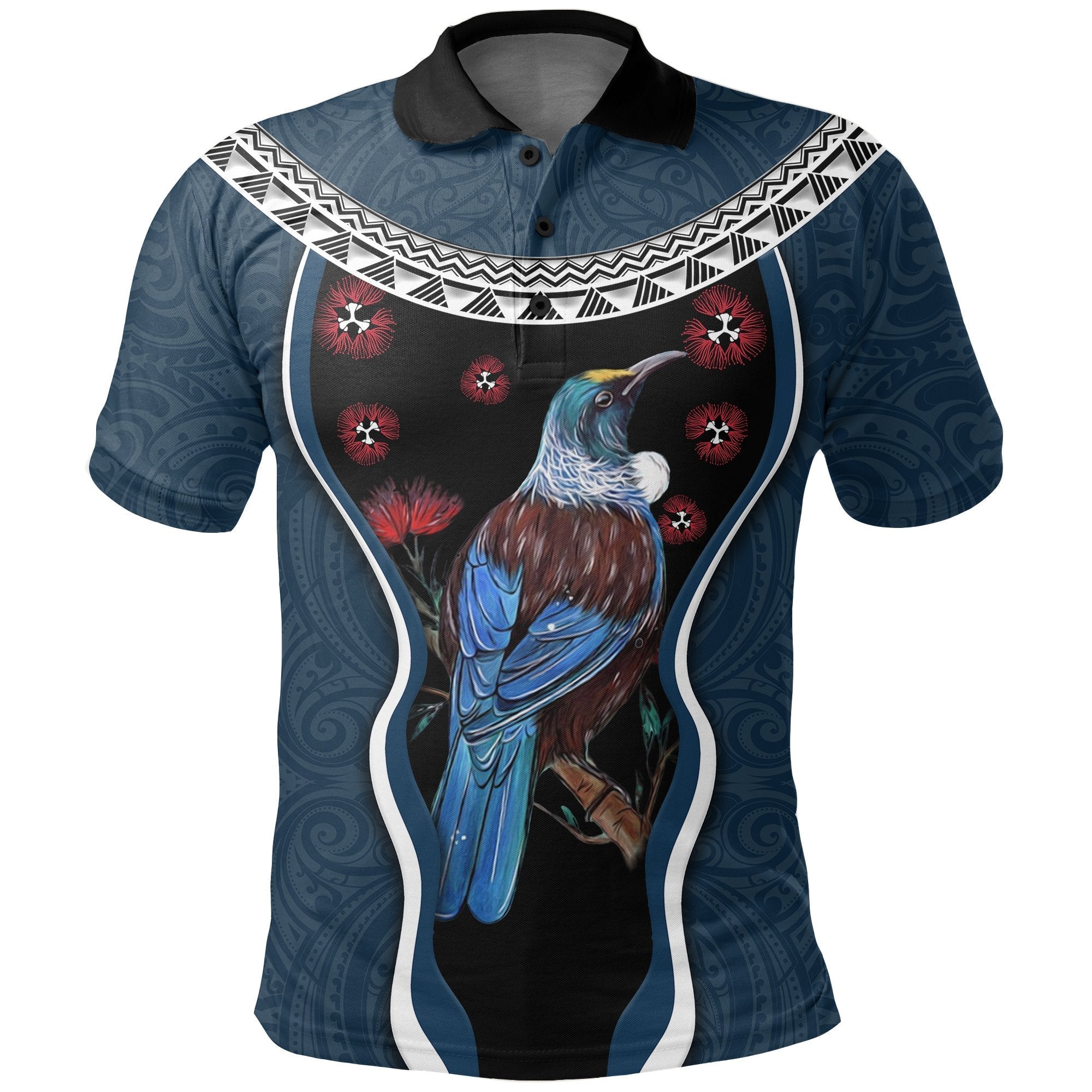 new-zealand-tui-bird-polo-shirt-pohutukawa-navy