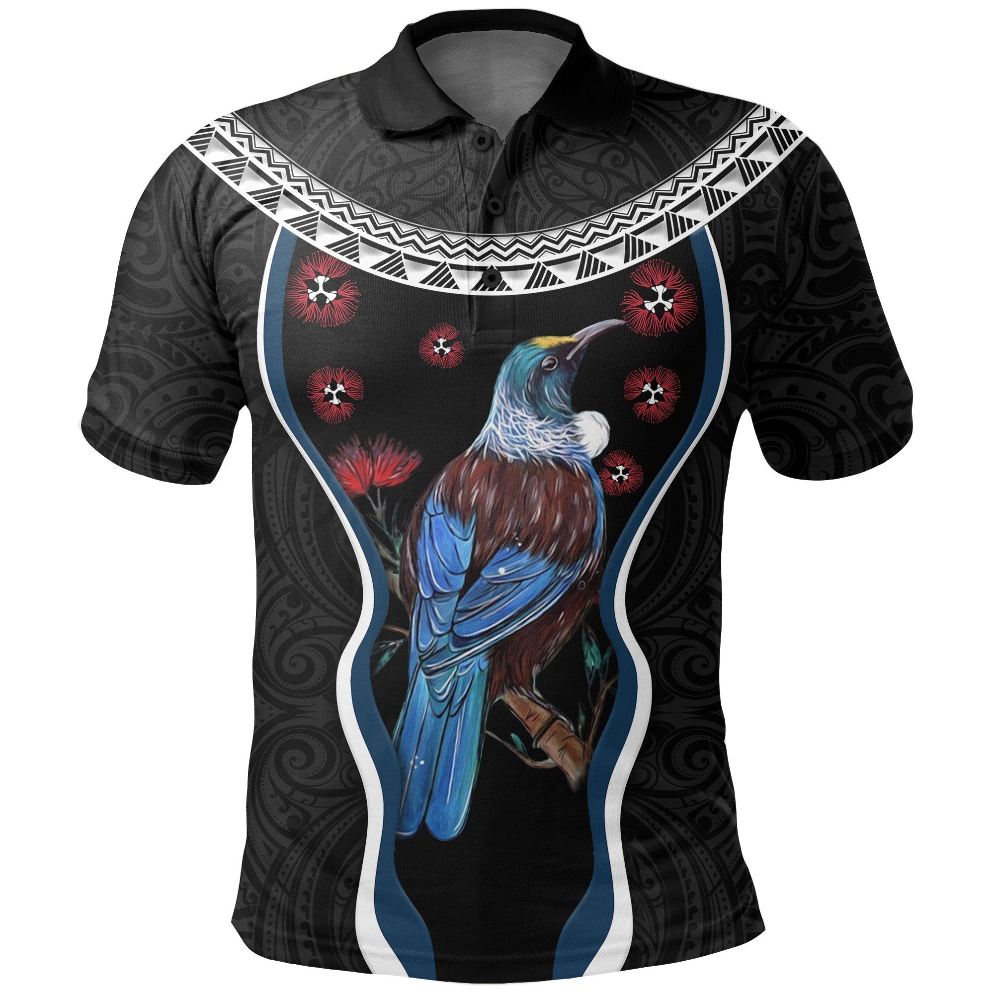 new-zealand-tui-bird-polo-shirt-pohutukawa-black