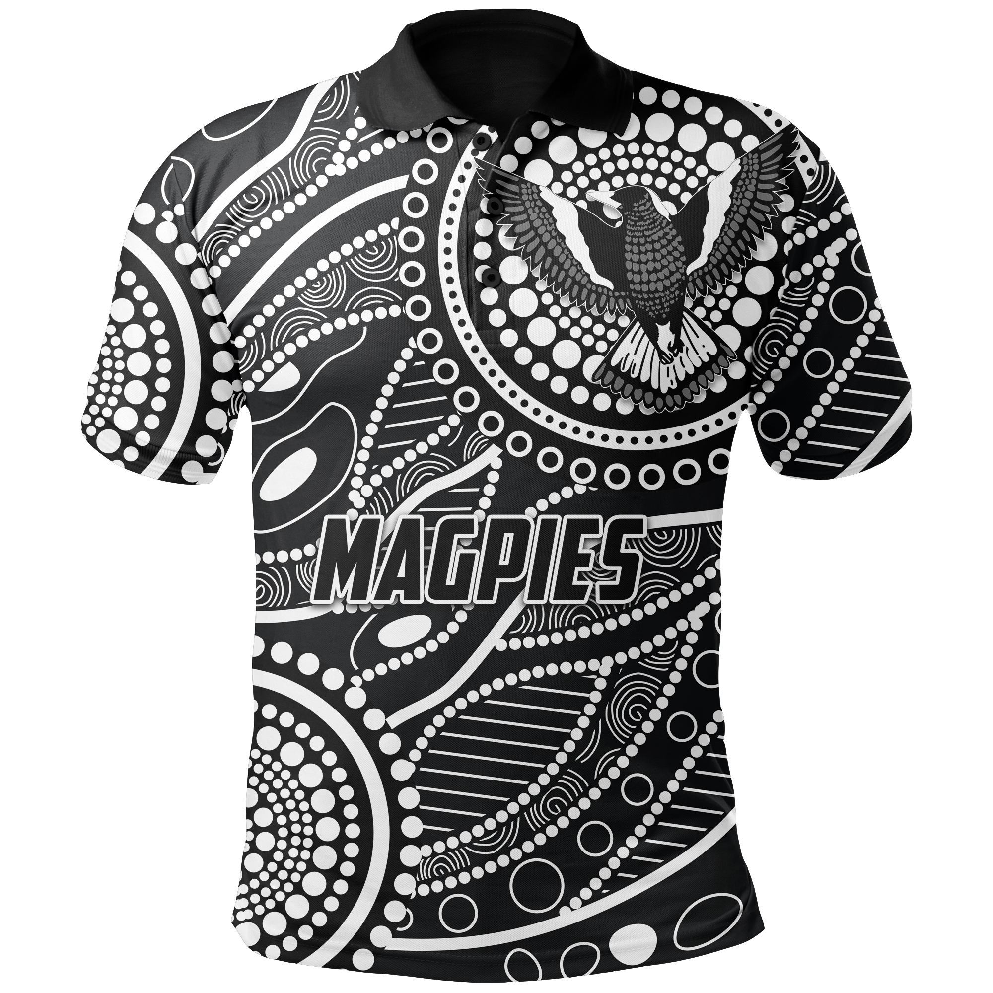 magpies-indigenous-polo-shirt-tattoo-style