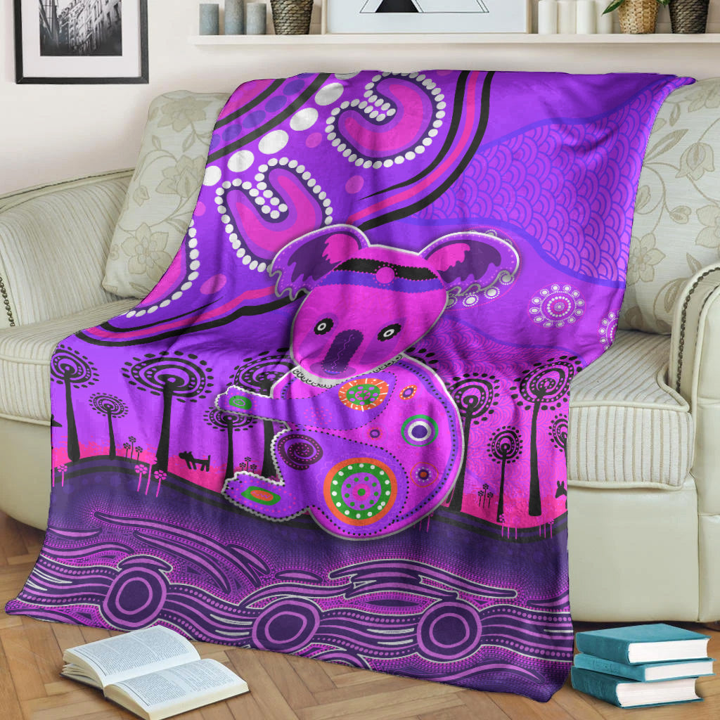 aboriginal-art-koala-premium-blanket-indigenous-unique-vibes-purple