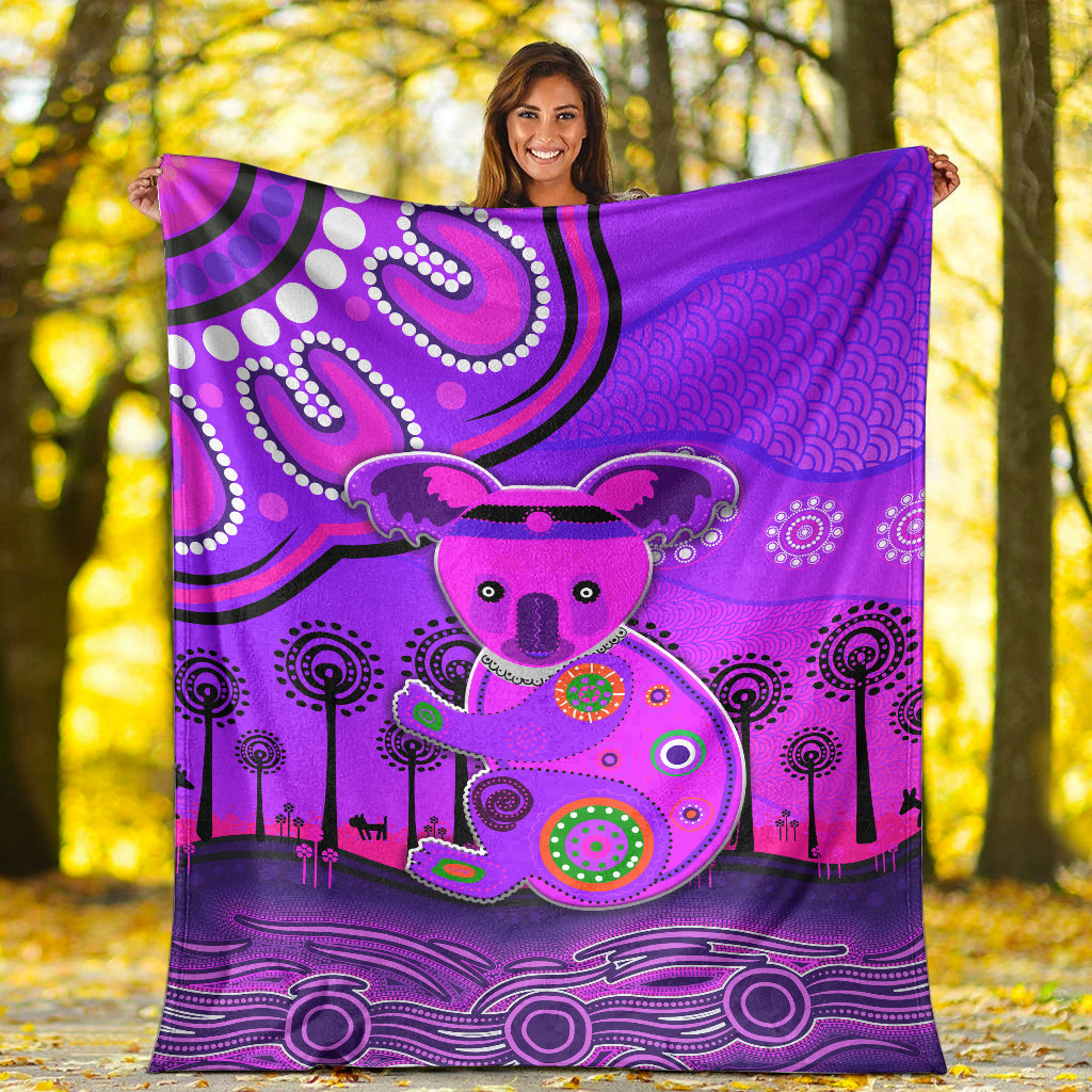 aboriginal-art-koala-premium-blanket-indigenous-unique-vibes-purple