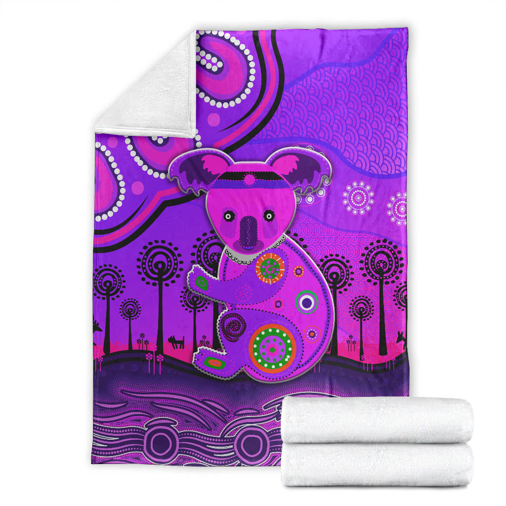 aboriginal-art-koala-premium-blanket-indigenous-unique-vibes-purple