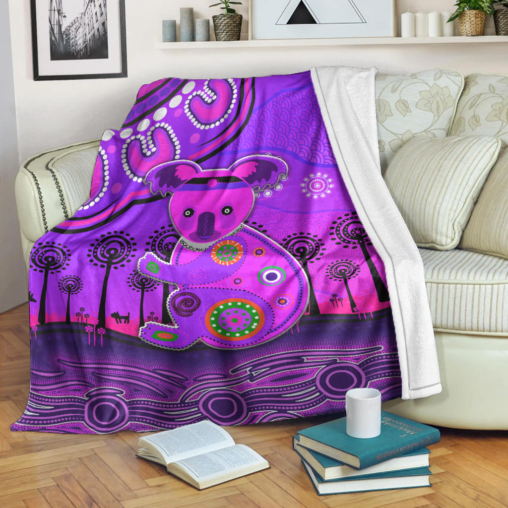 aboriginal-art-koala-premium-blanket-indigenous-unique-vibes-purple