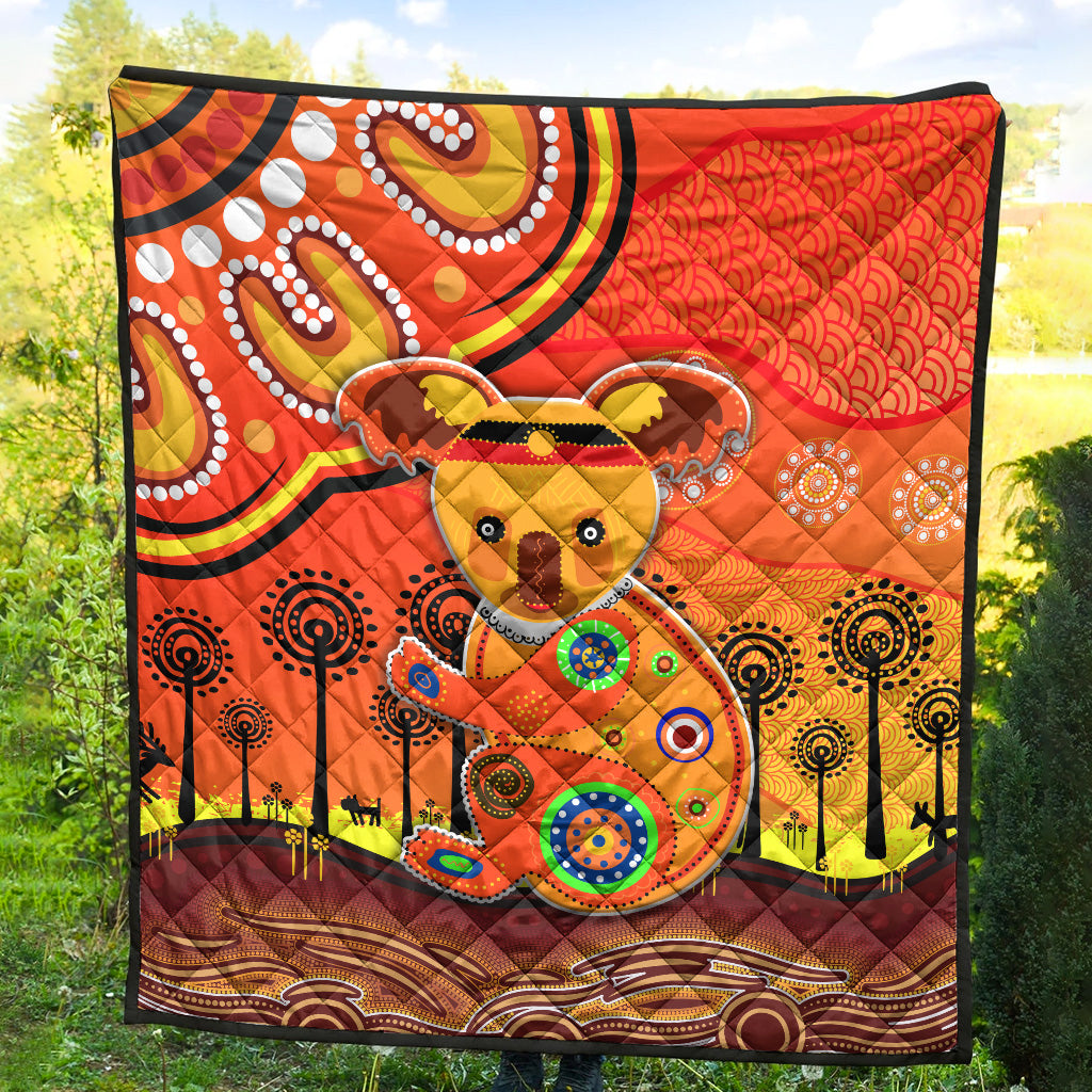 aboriginal-art-koala-premium-quilt-indigenous-unique-vibes-orange