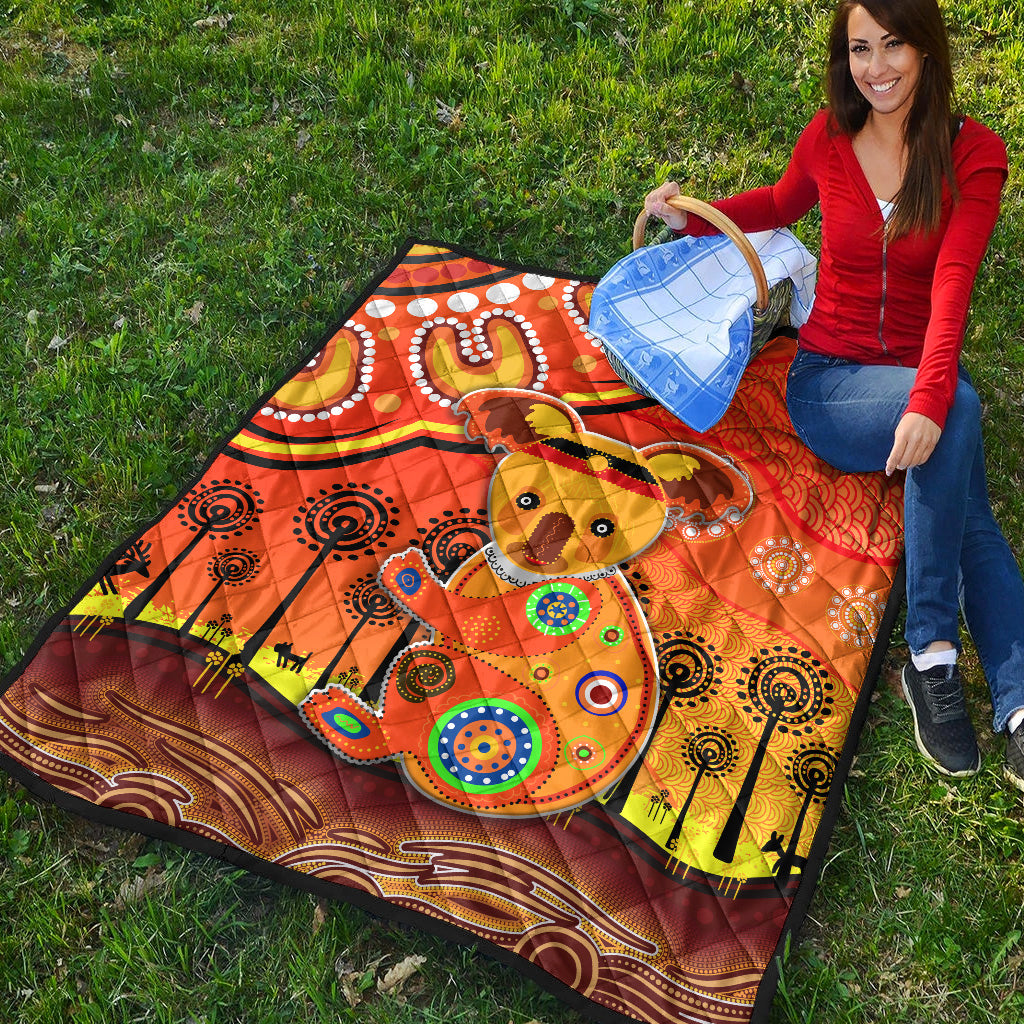 aboriginal-art-koala-premium-quilt-indigenous-unique-vibes-orange