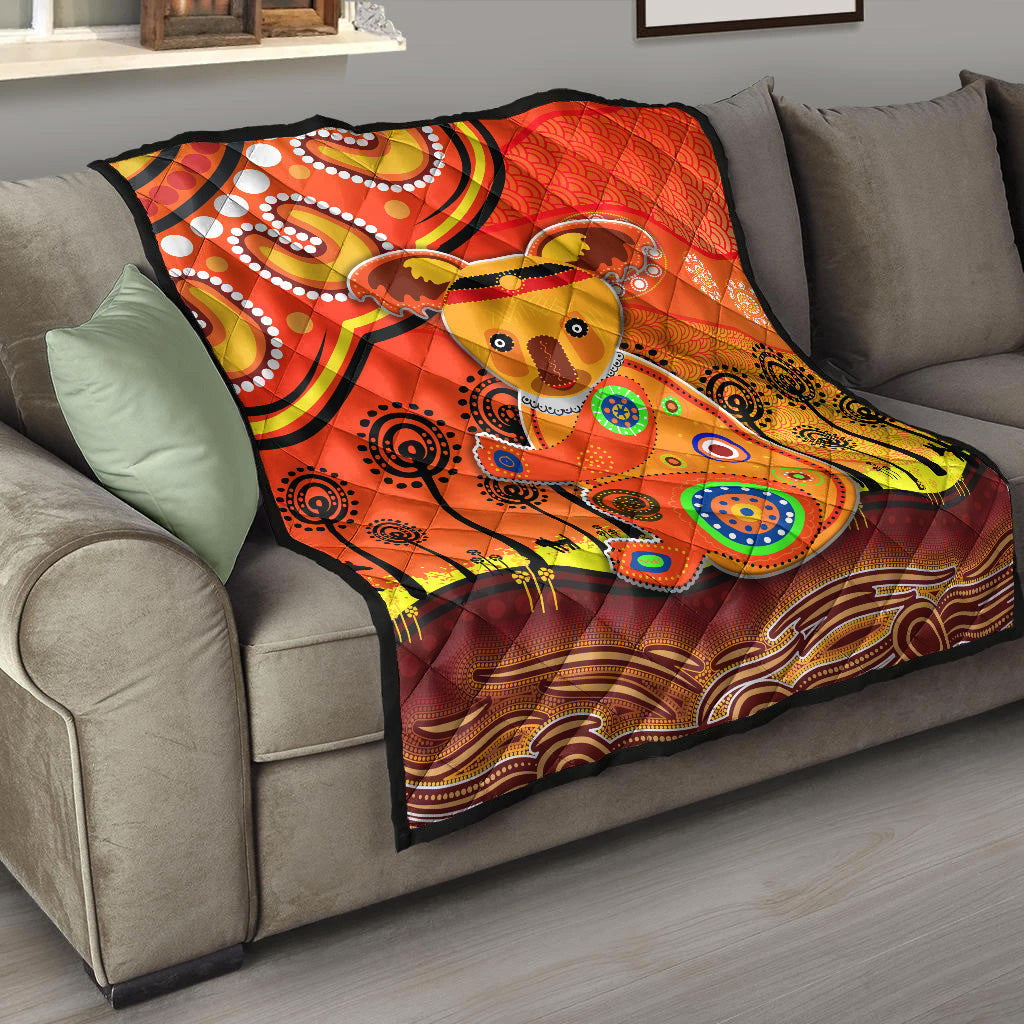 aboriginal-art-koala-premium-quilt-indigenous-unique-vibes-orange