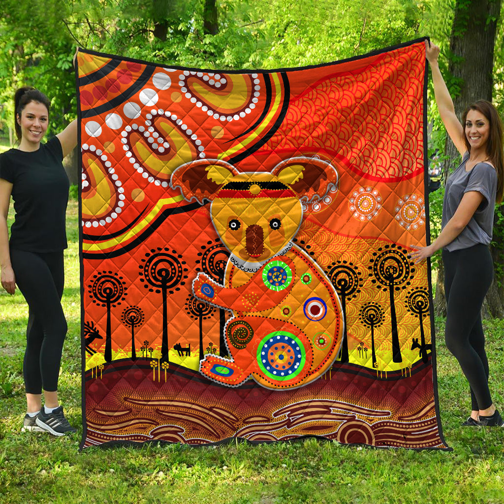 aboriginal-art-koala-premium-quilt-indigenous-unique-vibes-orange