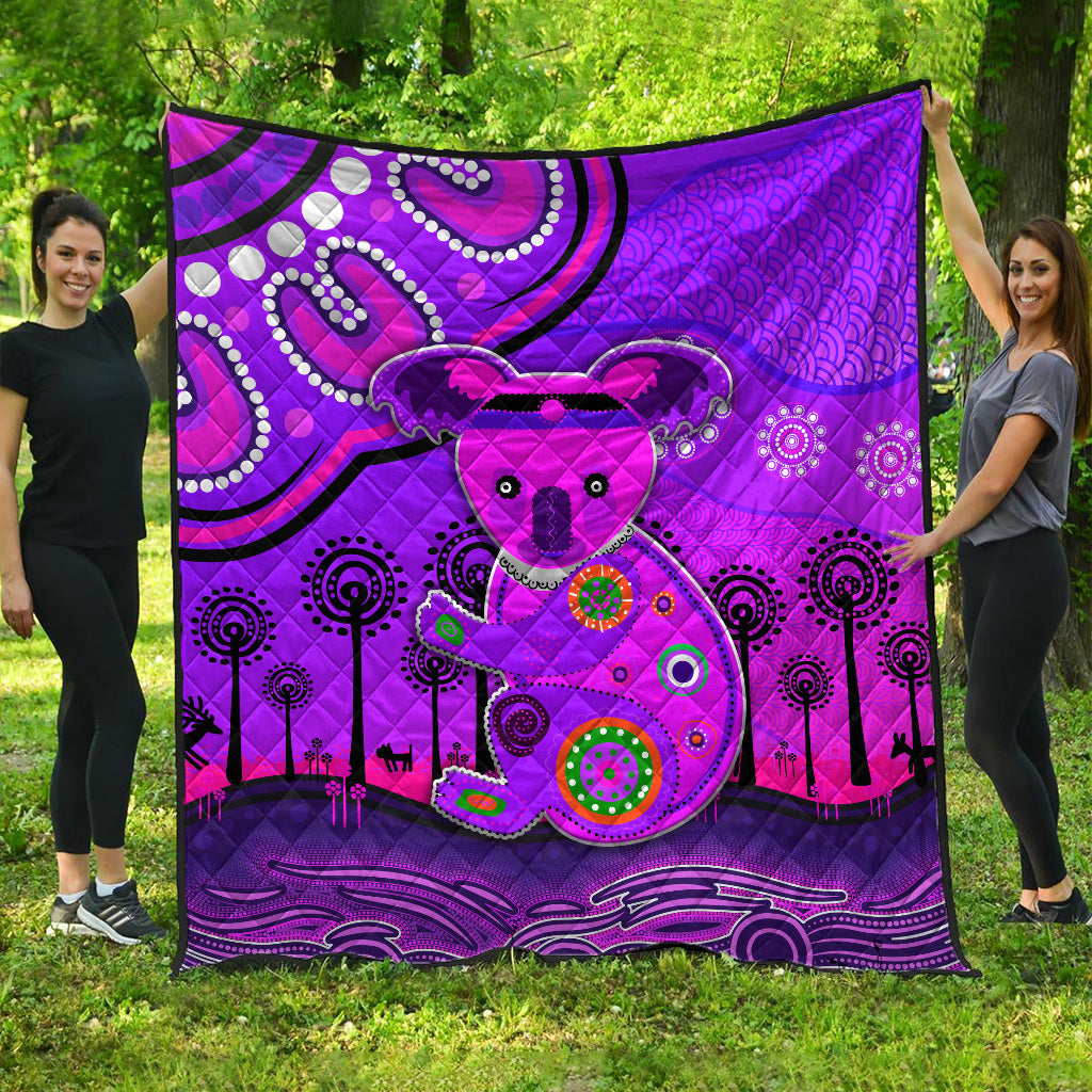 aboriginal-art-koala-premium-quilt-indigenous-unique-vibes-purple