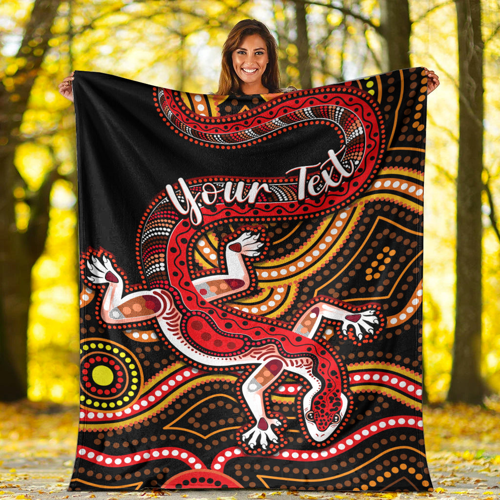 custom-personalised-aboriginal-art-lizard-premium-blanket-you-are-number-one