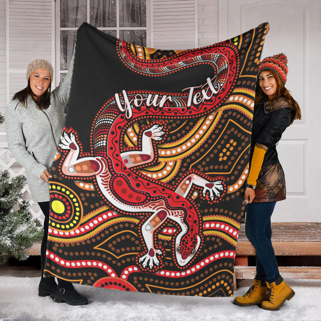 custom-personalised-aboriginal-art-lizard-premium-blanket-you-are-number-one