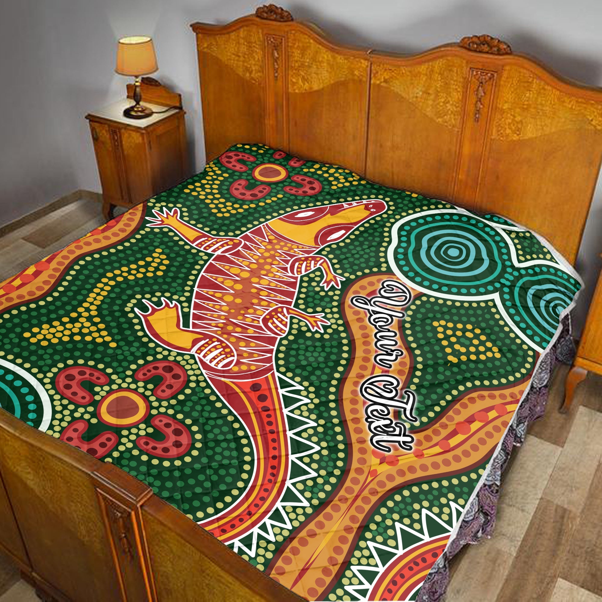 custom-personalised-aboriginal-art-crocodile-premium-quilt-you-are-number-one