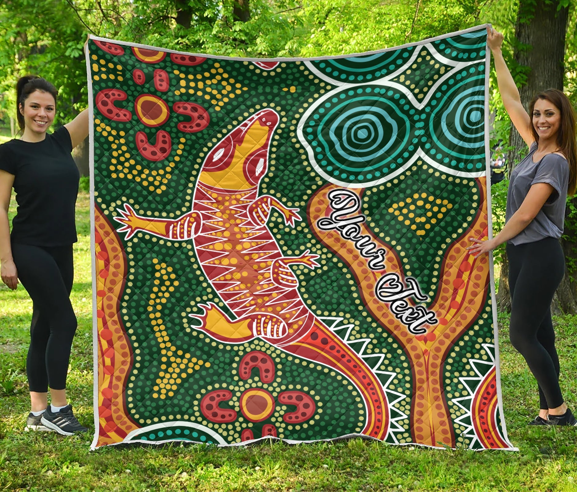 custom-personalised-aboriginal-art-crocodile-premium-quilt-you-are-number-one