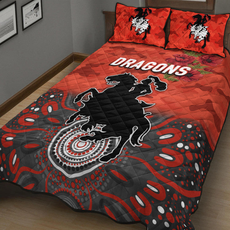 st-george-illawarra-dragons-anzac-2022-quilt-bed-set-indigenous-vibes-red