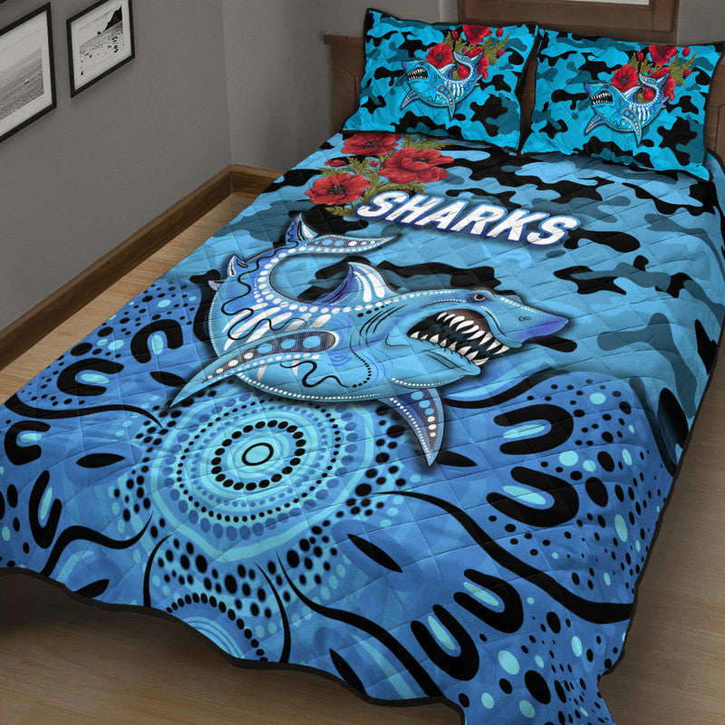 cronulla-sutherland-sharks-anzac-2022-quilt-bed-set-indigenous-vibes