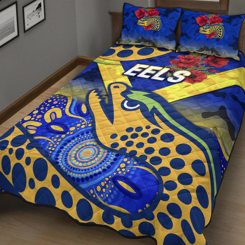 parramatta-eels-anzac-2022-quilt-bed-set-indigenous-vibes-blue