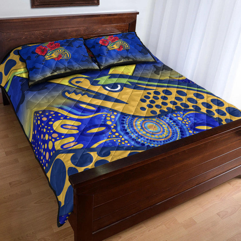 parramatta-eels-anzac-2022-quilt-bed-set-indigenous-vibes-blue