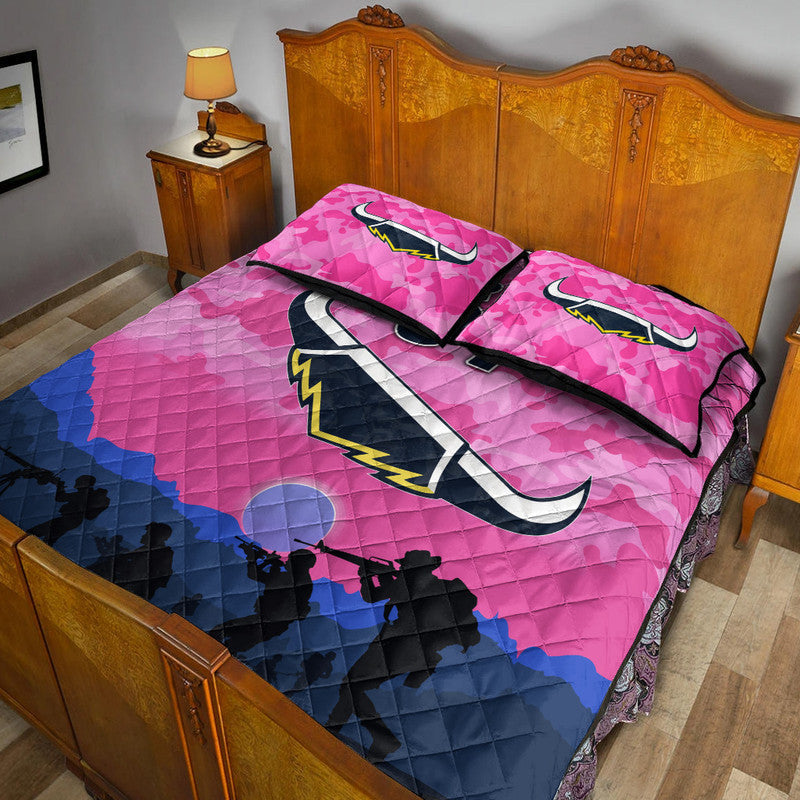 custom-personalised-north-queensland-cowboys-anzac-2022-quilt-bed-set-simple-style-pink