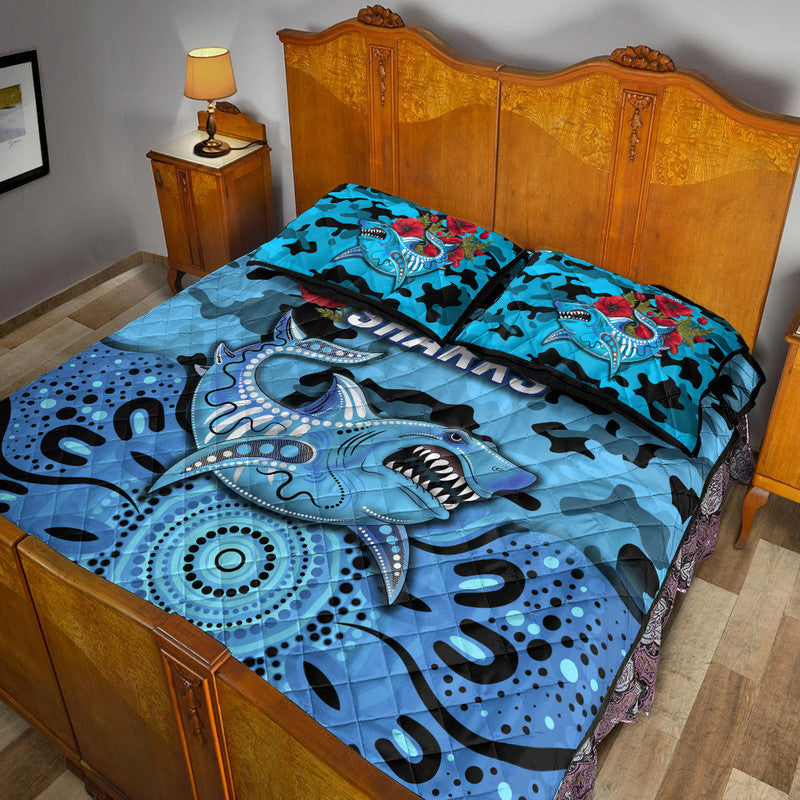 cronulla-sutherland-sharks-anzac-2022-quilt-bed-set-indigenous-vibes