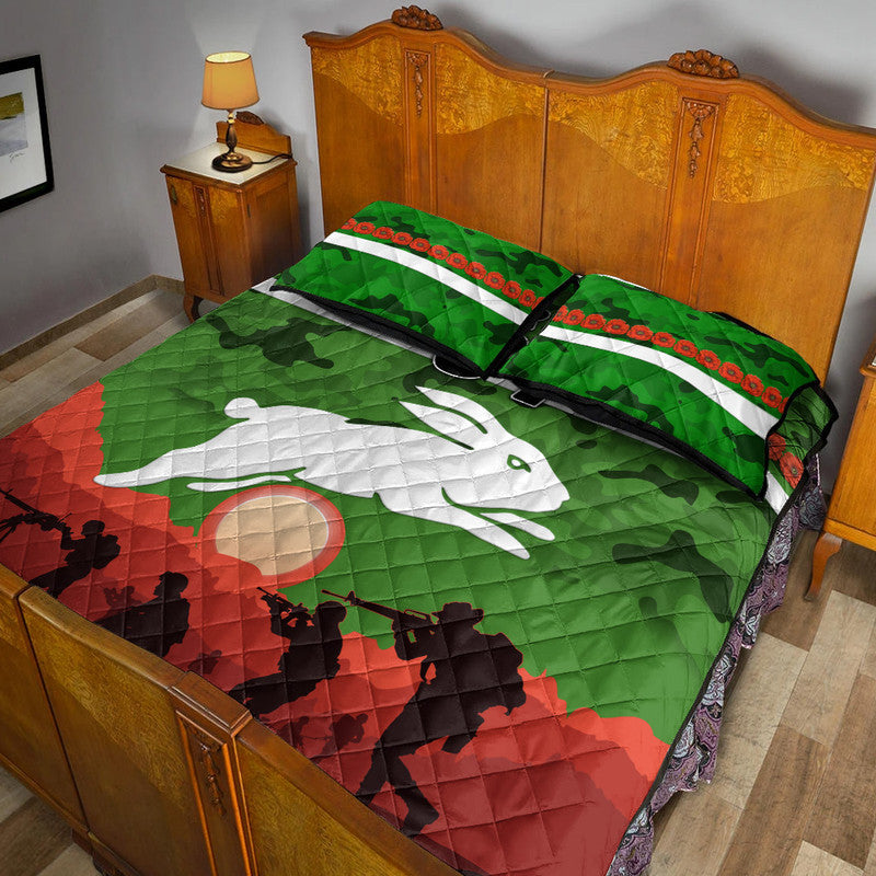 custom-personalised-south-sydney-rabbitohs-anzac-2022-quilt-bed-set-simple-style-green