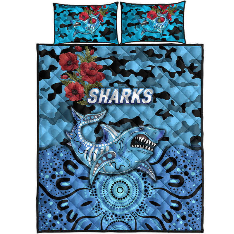 cronulla-sutherland-sharks-anzac-2022-quilt-bed-set-indigenous-vibes