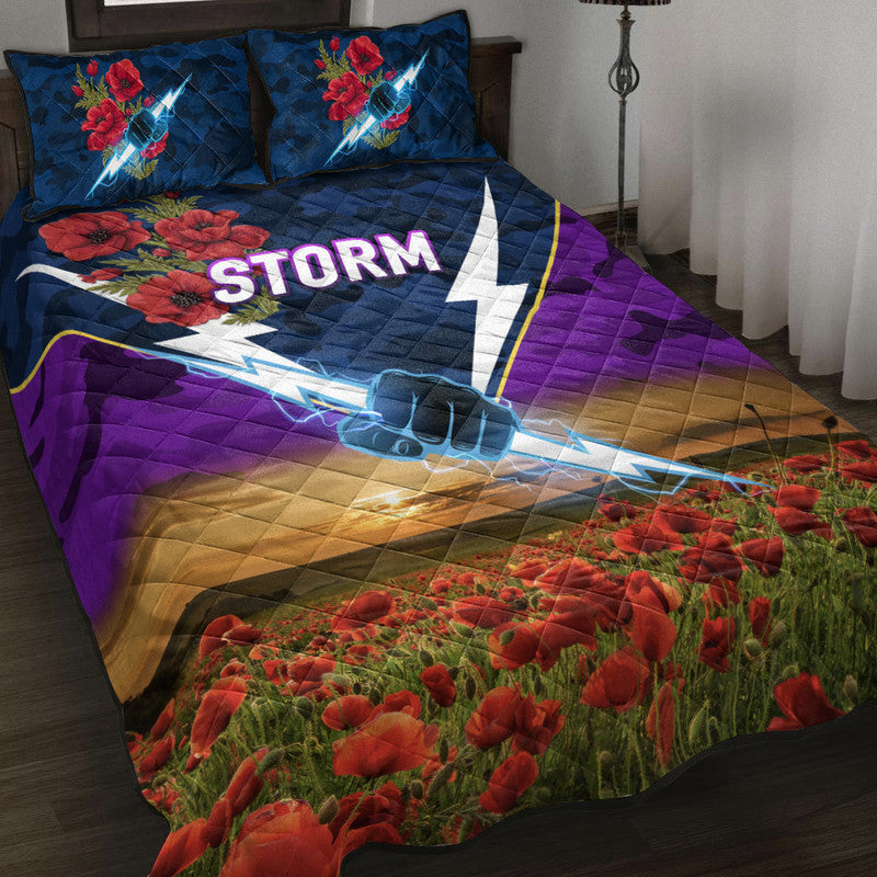 melbourne-storm-anzac-2022-quilt-bed-set-poppy-flowers-vibes