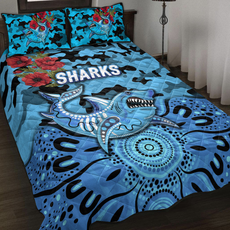 cronulla-sutherland-sharks-anzac-2022-quilt-bed-set-indigenous-vibes