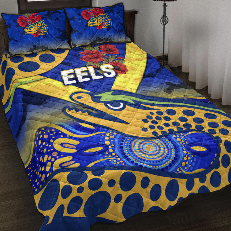 parramatta-eels-anzac-2022-quilt-bed-set-indigenous-vibes-blue