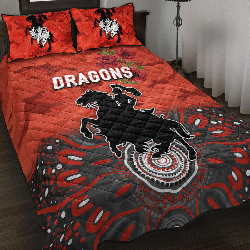 st-george-illawarra-dragons-anzac-2022-quilt-bed-set-indigenous-vibes-red